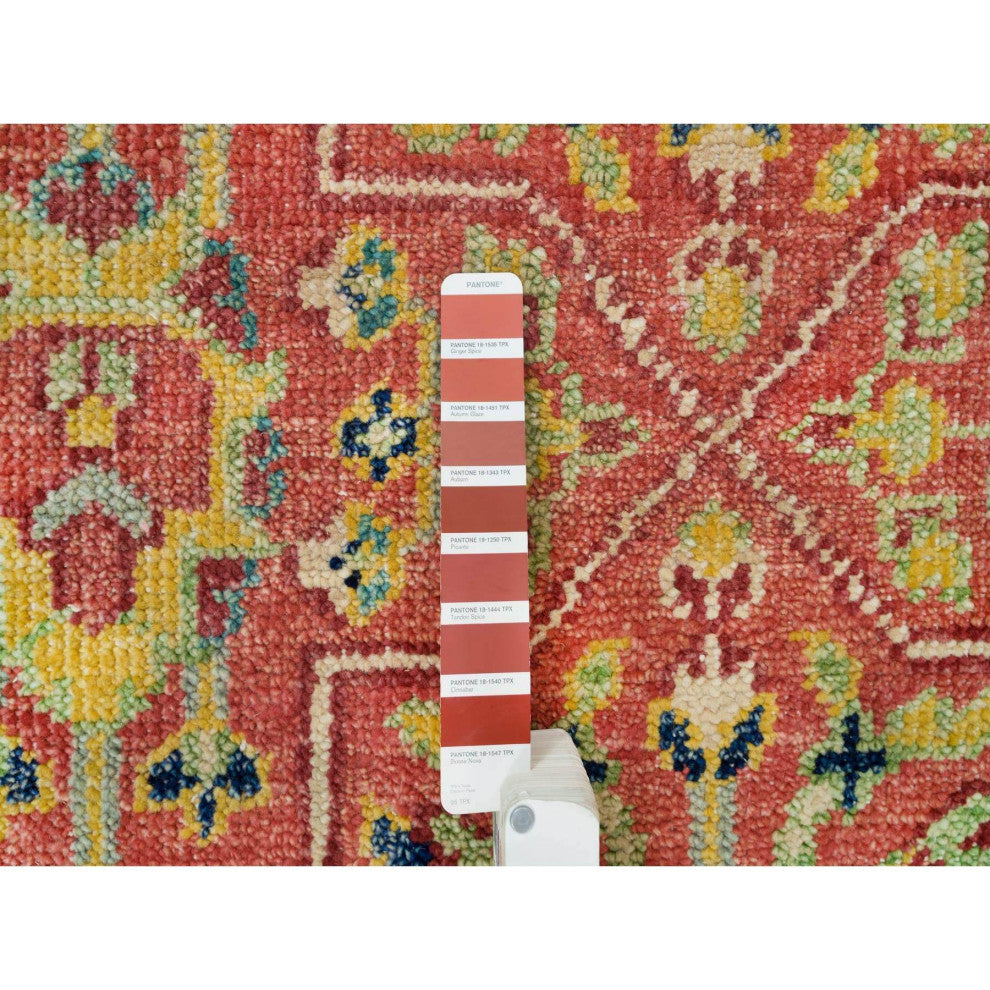 Red 100% Wool Hand Knotted Antiqued Oushak Design Oversized Rug 14'x16'5"