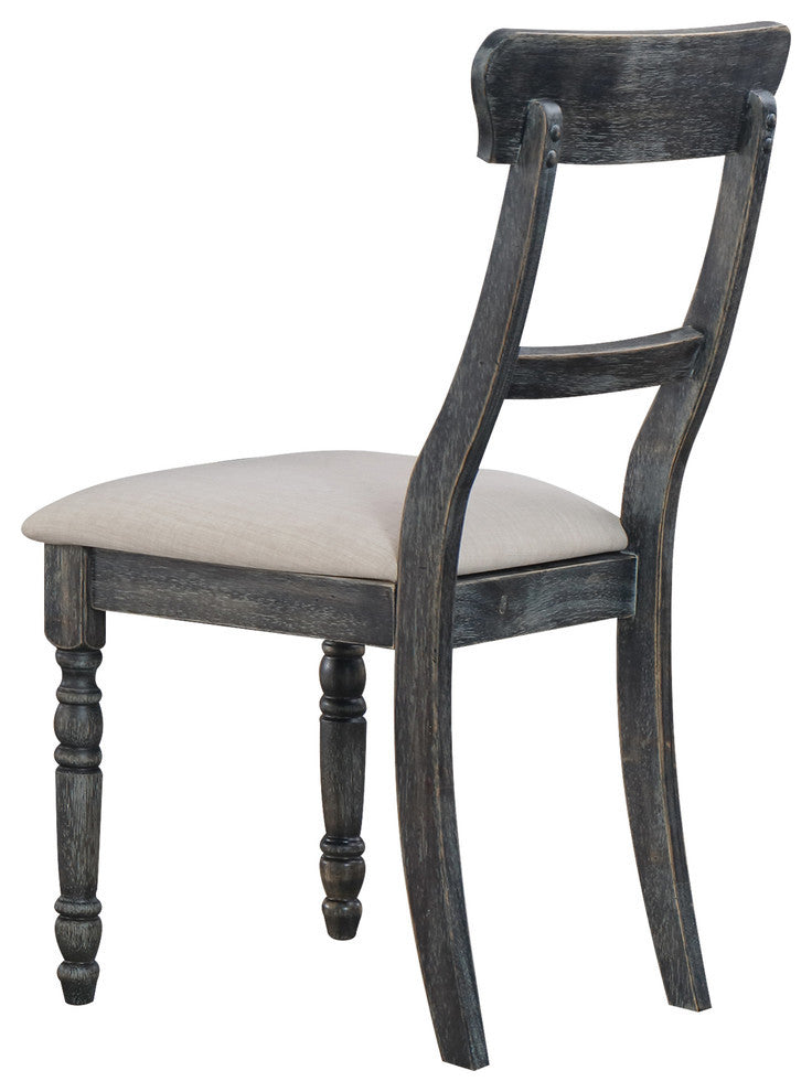 Wallace Light Brown Linen Side Chairs, Weathered Gray, Set of 2
