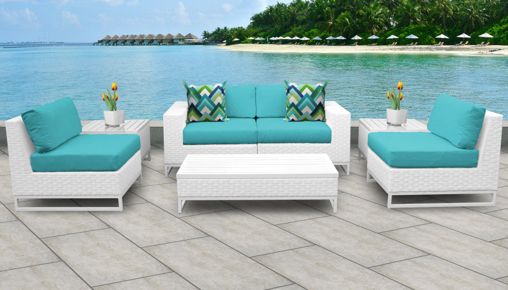 Miami 7 Piece Outdoor Wicker Patio Furniture Set 07e