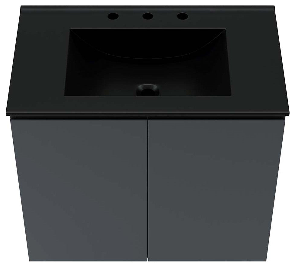 Bryn 30" Wall-Mount Bathroom Vanity, Gray Black