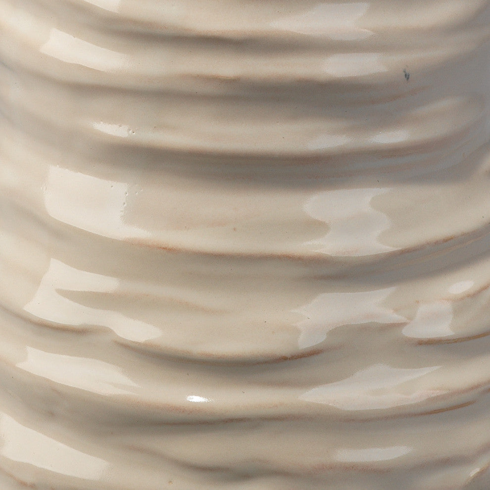 Large Marine Vase, Pearl Cream Ceramic
