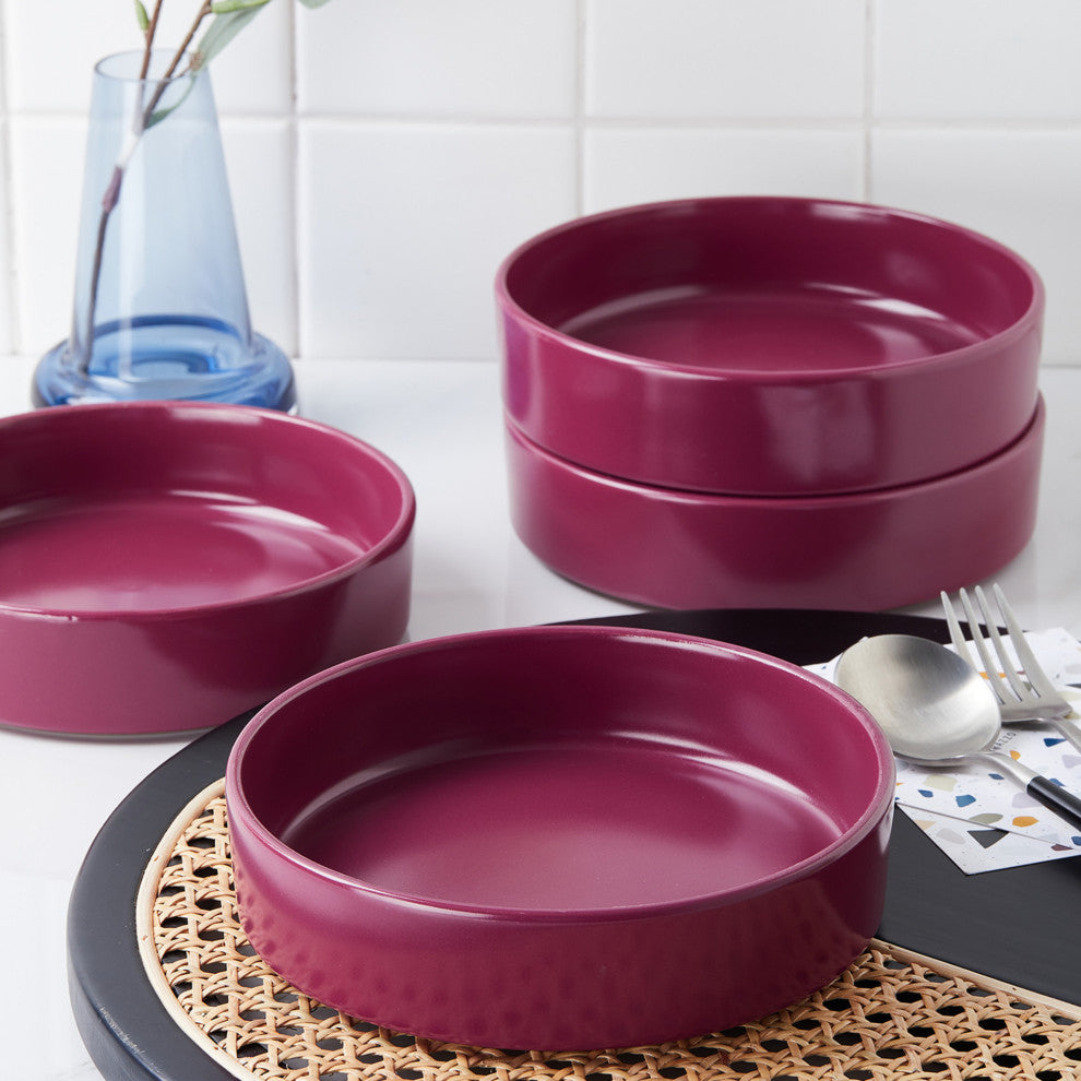 Stone Lain Cleo Stoneware 32 Piece Dinnerware Set, Magenta