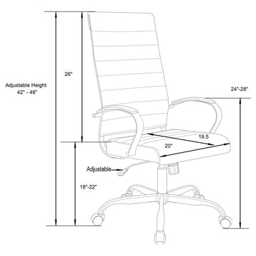 Mid-Back Leather Office Chair Adjustable Height Swivel  Conference Chair, Gray