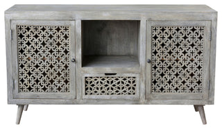 Halle 2 Doors, 1 Drawer Hand-Carved Media Console