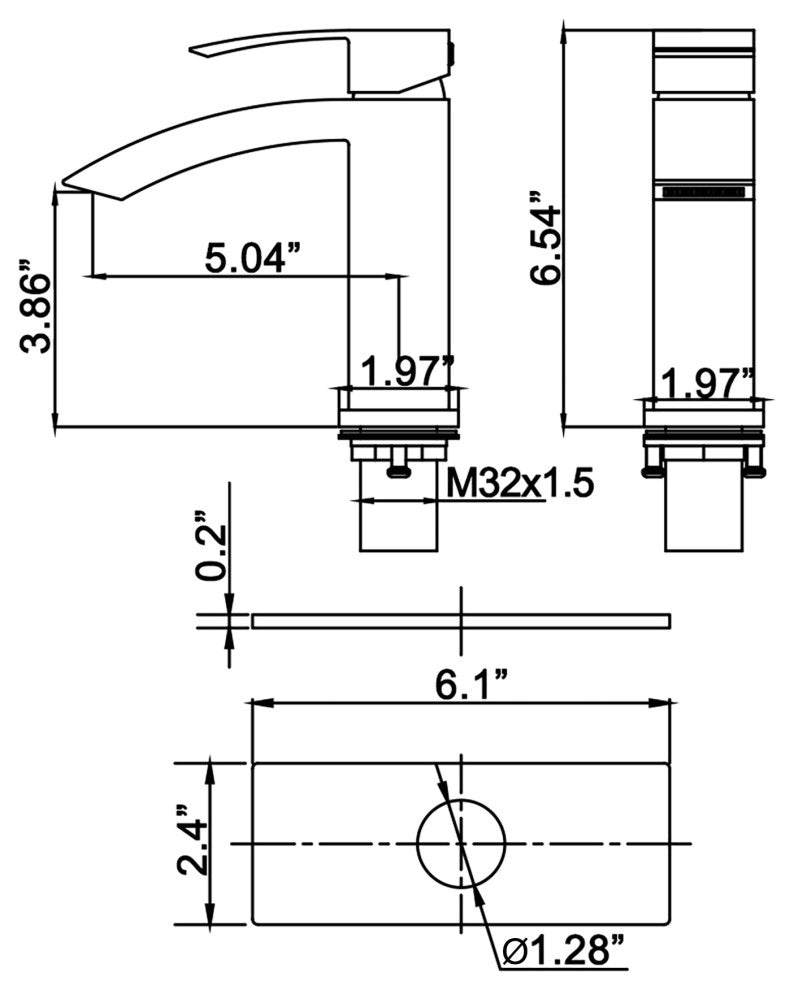 Deck Mounted Single Hole Bathroom Sink Faucet, Matte Black