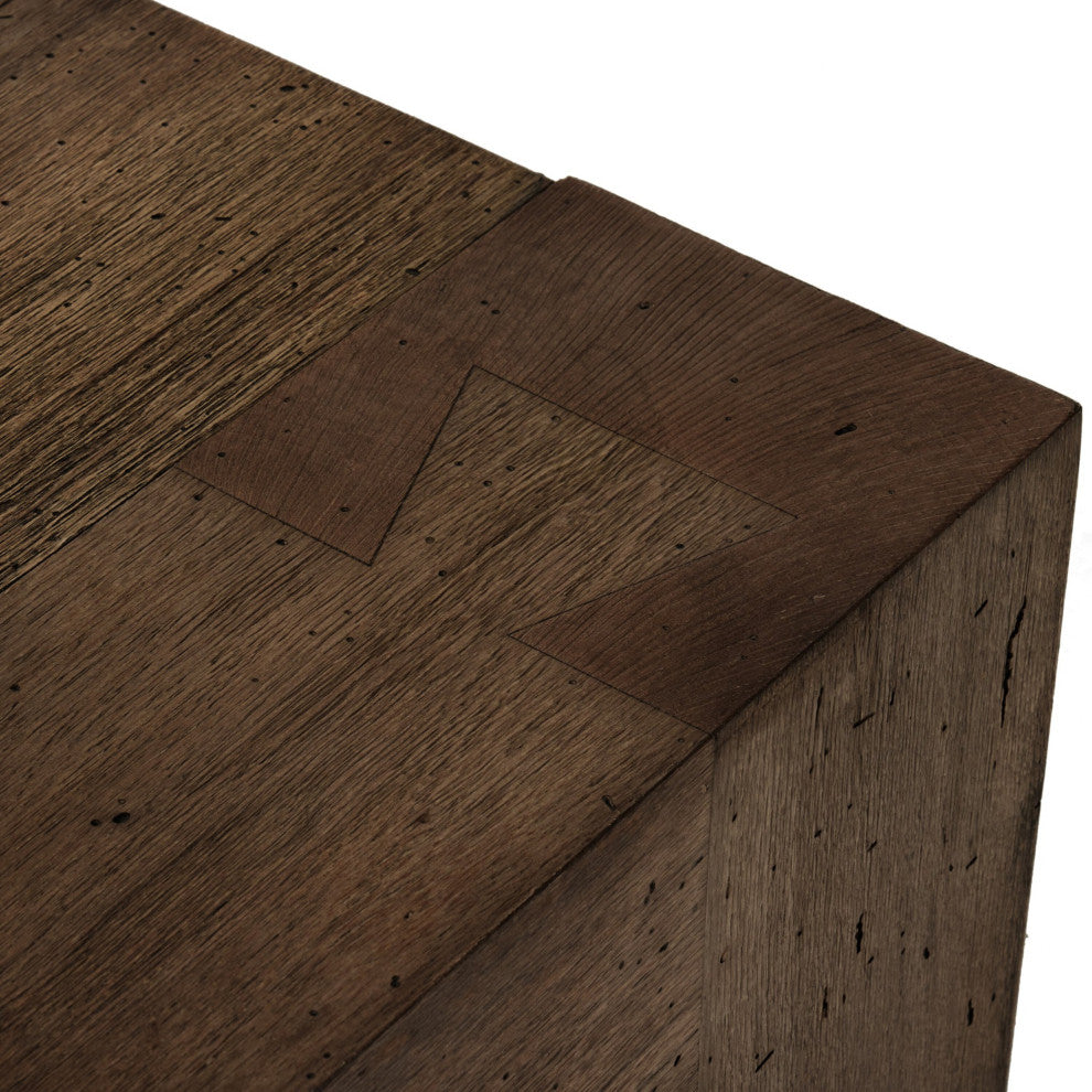 Abaso Small Square Coffee Table, Ebony Rustic Wormwood Oak