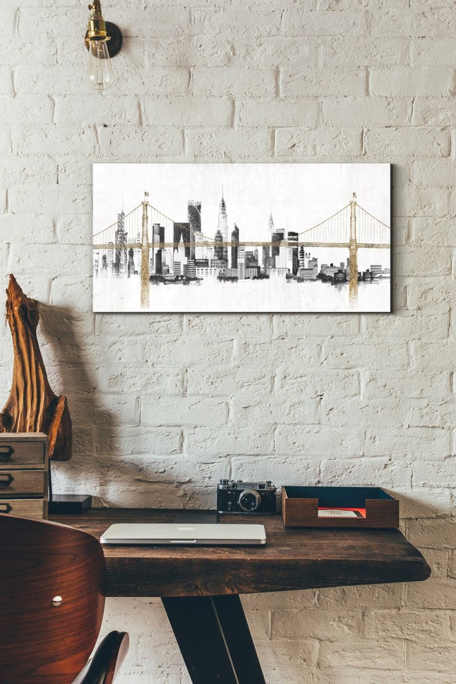 Epic Graffiti "Bridge And Skyline" Giclee Canvas Wall Art, 12"x24"