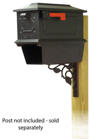 Kingston Mailbox With Newspaper Tube & Floral Front Mailbox Mounting Bracket