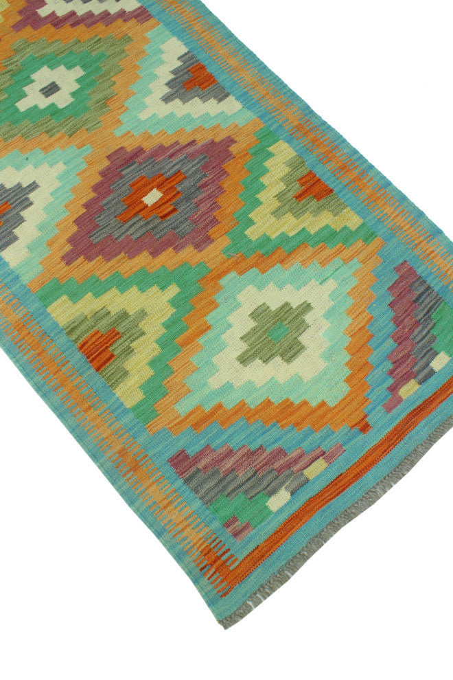 Sangat Kilim Hamadi Orange/Blue Runner, 2'8x9'5
