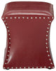 Rylen Nailhead Trim Upholstered Square Stool Ottoman, Red