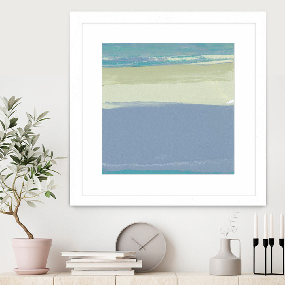 "Blue Coast I" Matted and Framed, 36" x 36"