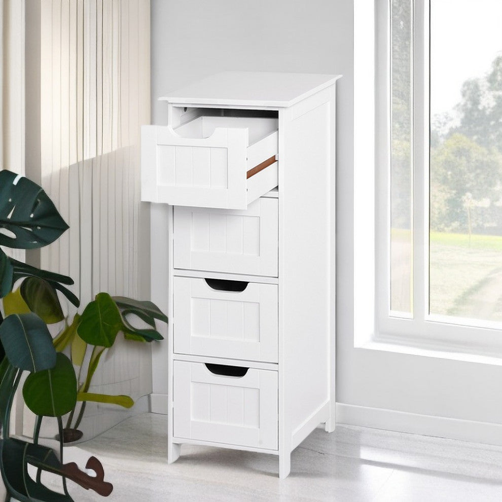 White Bathroom Storage Freestanding Cabinet With Drawers