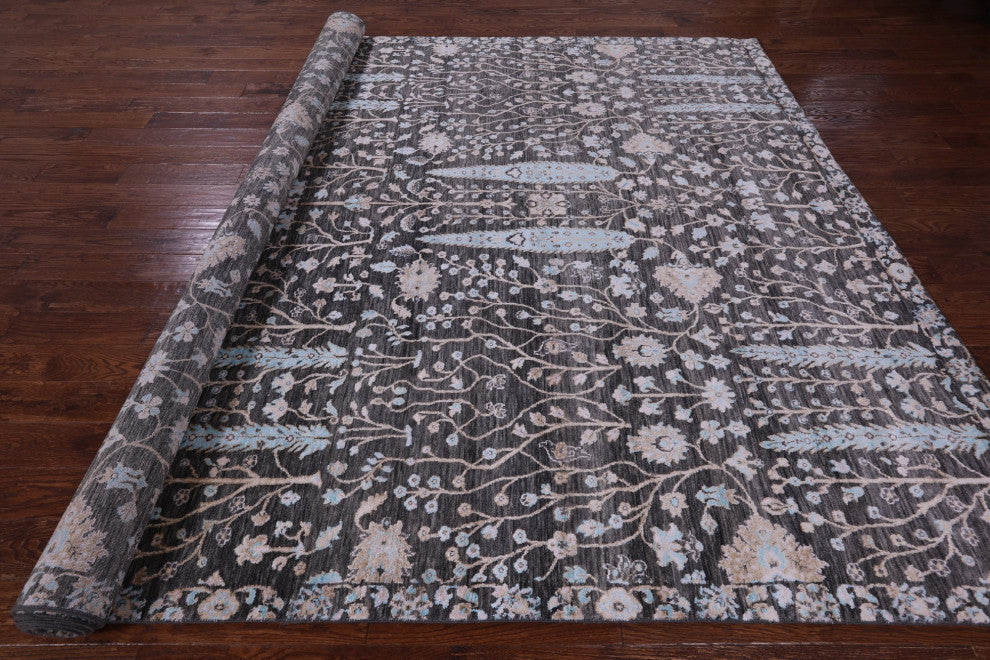 9' 0" X 12' 4" Persian Ziegler Wool and Silk Hand Knotted Rug Q11806