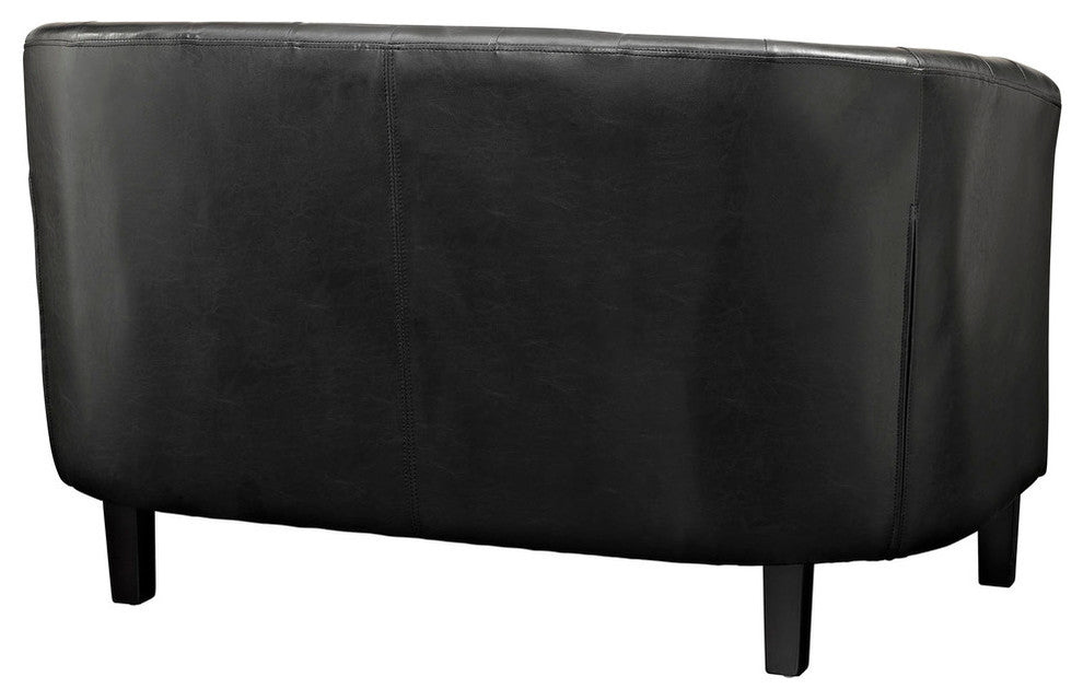 Modern Contemporary Living Room 2 Seater Loveseat Black