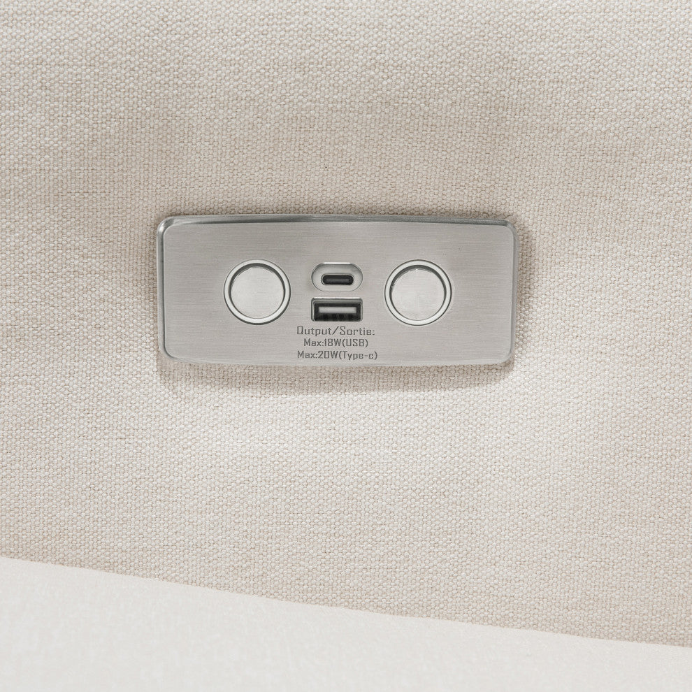 Sigi Electronic Recliner and Glider, Boucle With USB port, Performance Cream Eco-Weave