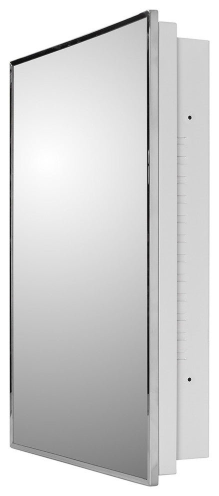 Euroline Medicine Cabinet, 16"x22", Annealed Stainless Frame, Partially Recessed