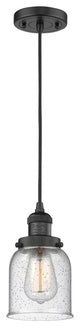 1-Light Small Bell 5" Pendant, Matte Black, Glass: Seedy