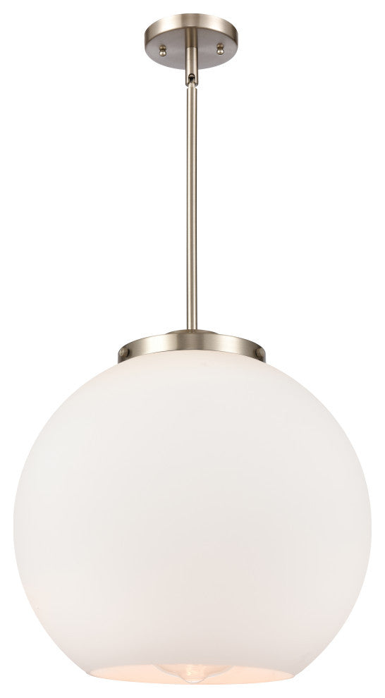 Athens Pendant, Brushed Satin Nickel, Matte White, Matte White