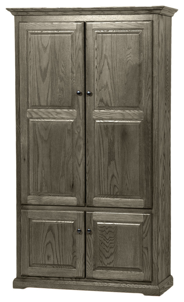 Double Wide Oak Kitchen Pantry, Iron Ore Oak