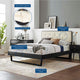 Platform Bed Frame, Twin Size, Wood, Black Beige, Modern Contemporary, Bedroom