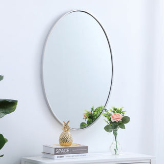 Elegant Decor Eternity 24" x 34" Oval Contemporary Metal Frame Mirror in Silver