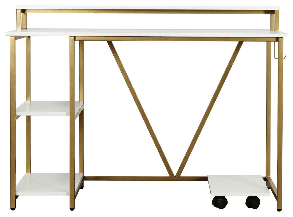 Techni Mobili Industrial Writing Desk, Gold