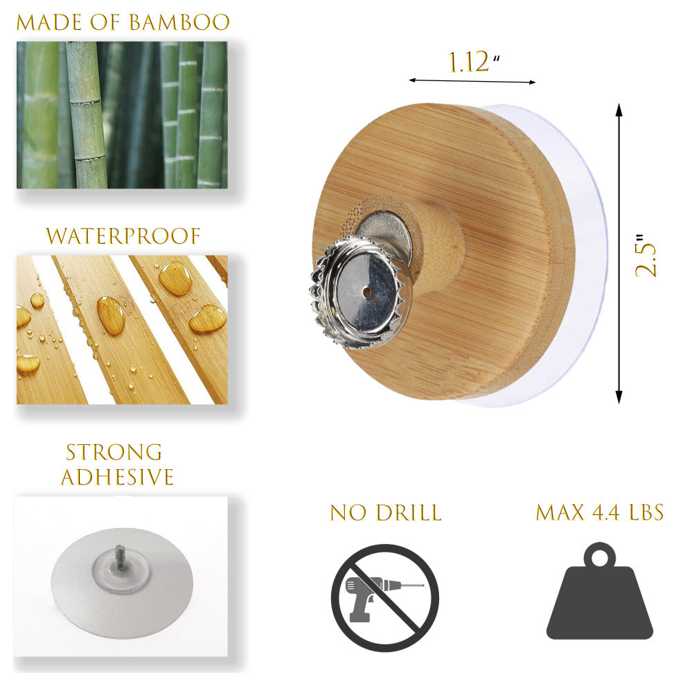 Magnetic Soap Holder Bamboo Wall Mounted Adhesive