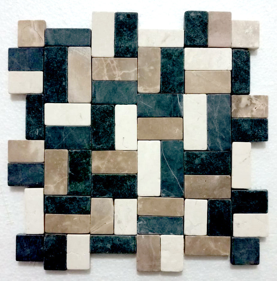 12x12 Mixed White, Grey & Cappuccino Mosaic - Ideal for Walls and Floors