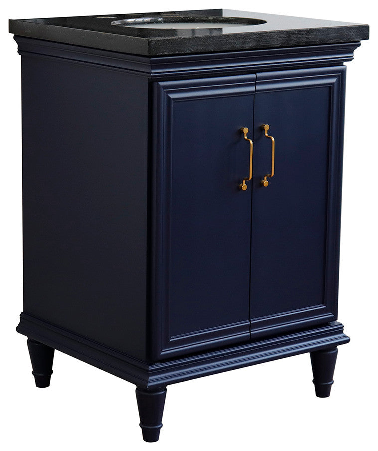 25" Single Vanity, Blue Finish With Black Galaxy And Oval Sink