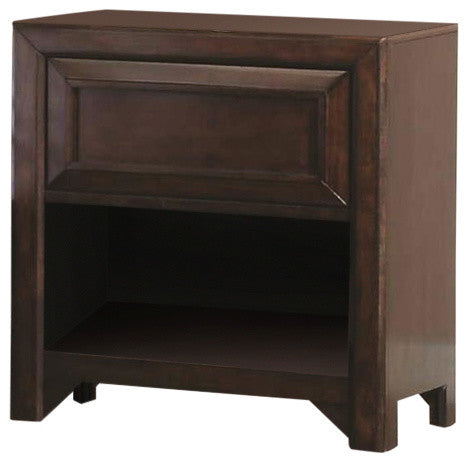 Wooden Nightstand With One Drawer and Storage, Maple Oak