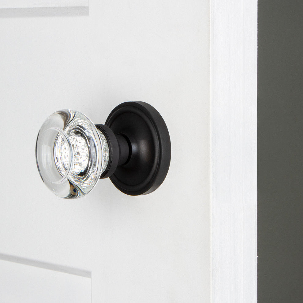 Single Classic Rosette With Round Clear Crystal Knob, Satin Nickel, Oil Rubbed B