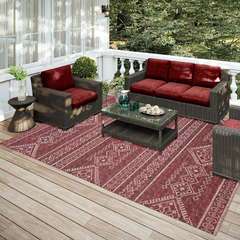 Indoor/Outdoor Sedona SN14 Paprika Machine Washable 3' x 5' Rug