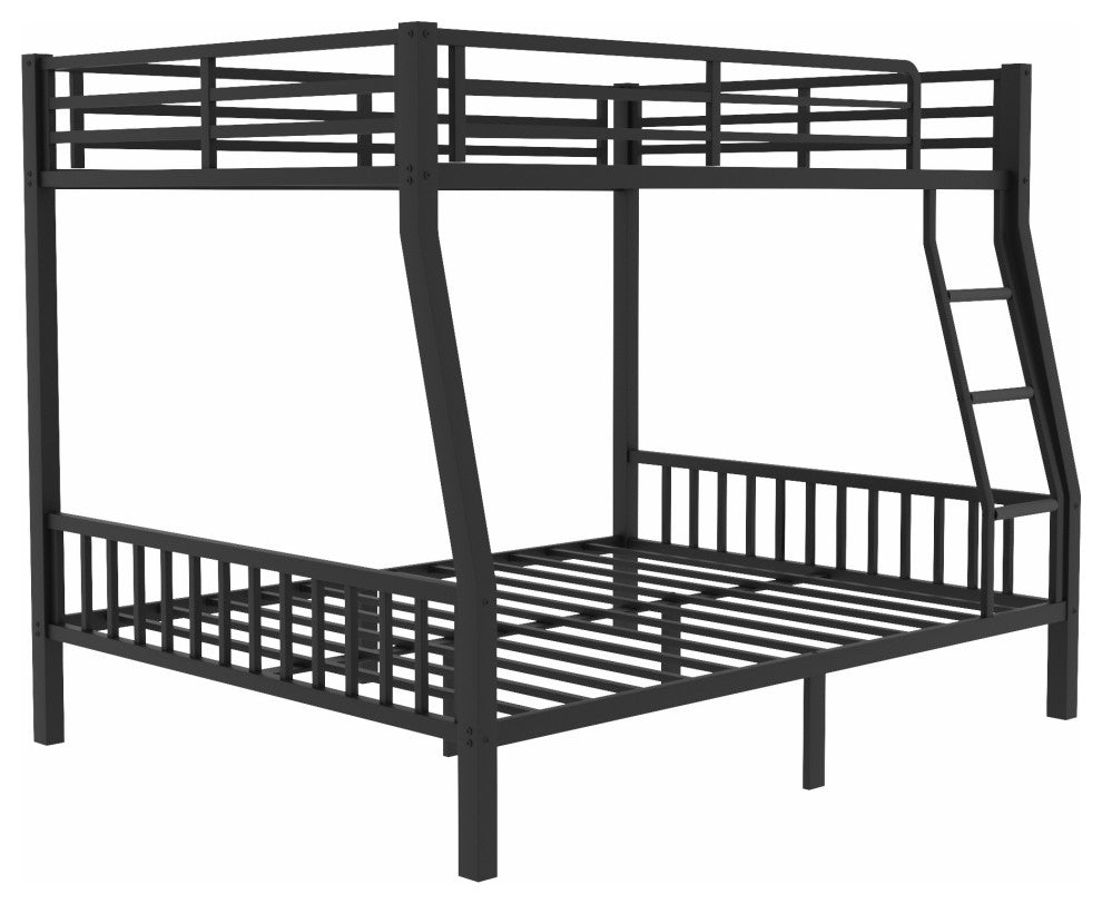 Gewnee Full XL Over Queen Metal Bunk Bed with Ladder and Slats Support