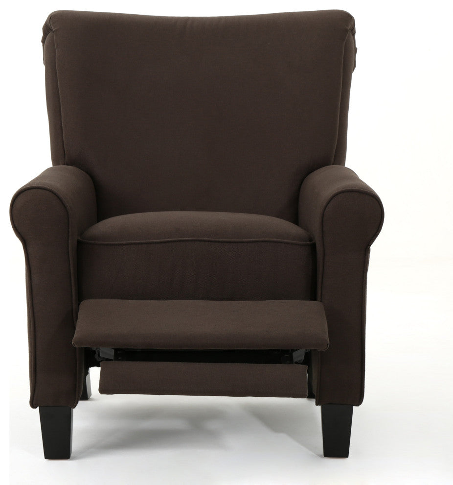 GDF Studio Thelma Traditional Fabric Recliner, Coffee