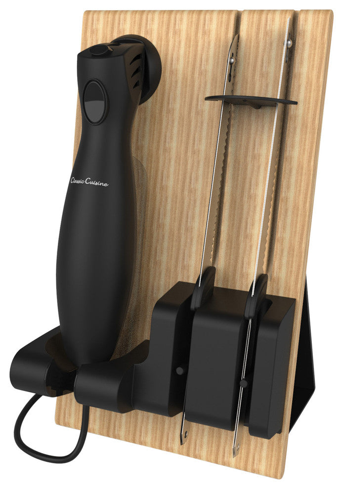 Electric Carving Knife Set, 2 Blades and Wood Storage Block By Classic Cuisine