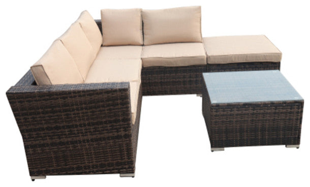 4 Piece Wicker Patio Furniture Outdoor Rattan Sectional Sofa