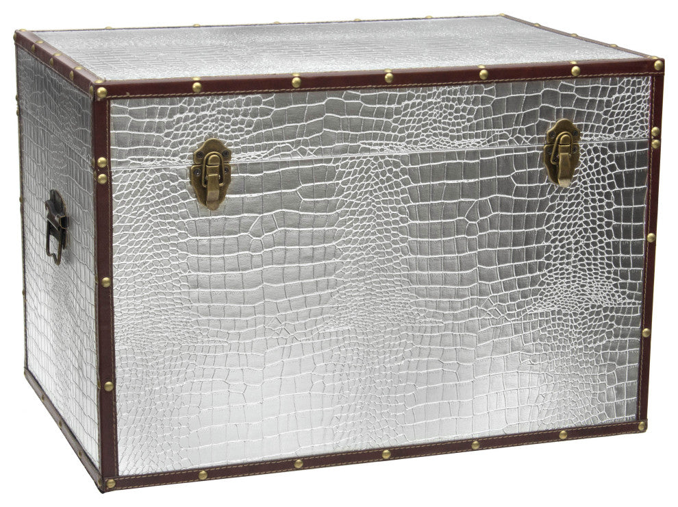 Faux Leather Silver Crocodile Trunk