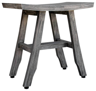 HomeRoots Compact Contemporary Teak Shower Stool, Gray Finish