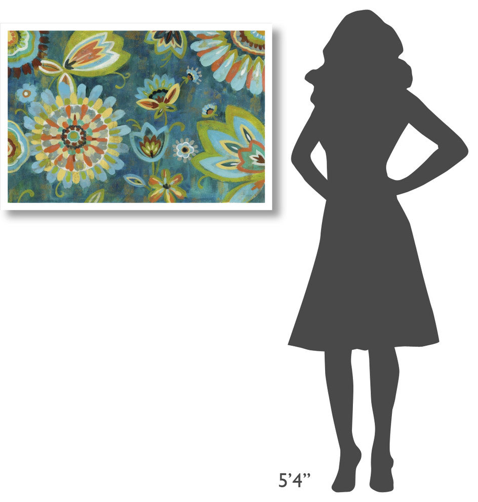 "Decorative Peacock Floral" Digital Paper Print by Silvia Vassileva, 38"x26"