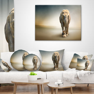 Smart Elephant Walking Animal Throw Pillow, 16"x16"