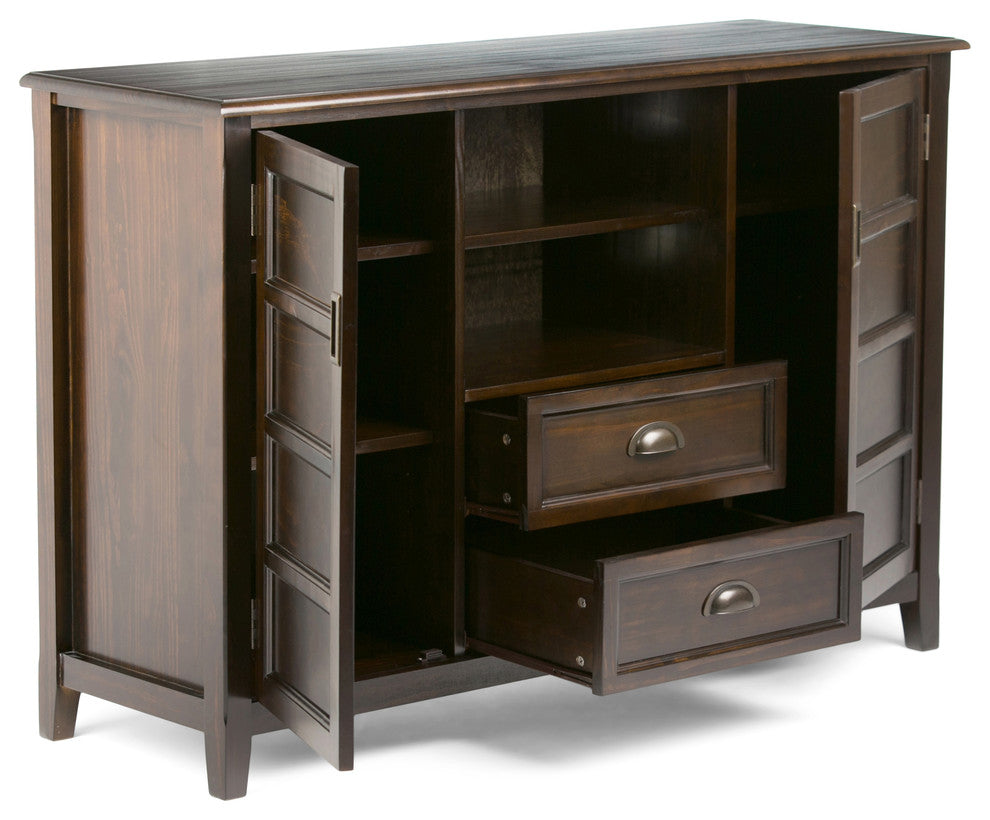 Burlington Solid Wood 54" Wide Tv Media Stand In Mahogany Brown