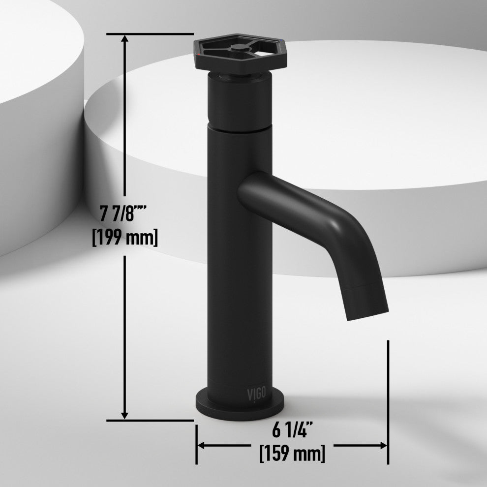 VIGO Ruxton 8" H Single Handle Single Hole Bathroom Faucet, Matte Black, Without Extras