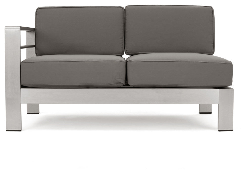 GDF Studio Emily Coral Outdoor Sectional Set With Ottomans and Coffee Table