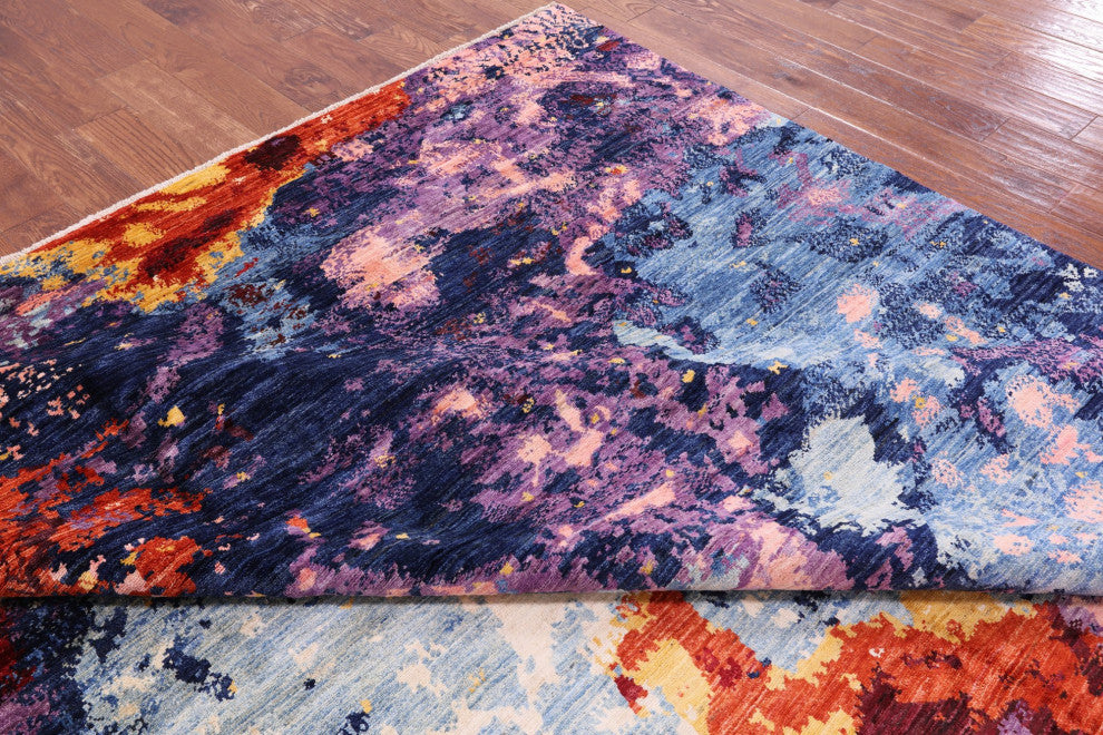 9' 5" X 13' 5" Modern Abstract Hand Knotted Wool Rug - Q12637