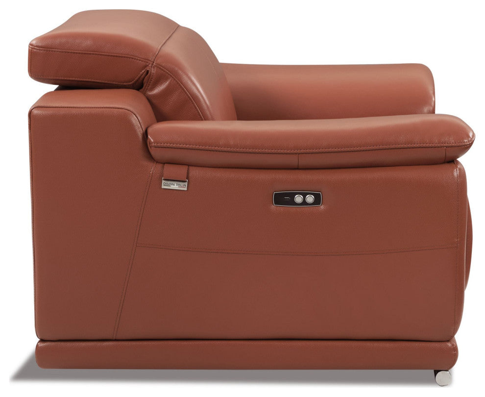 Veneto Italian Leather Power Reclining Chair, Camel