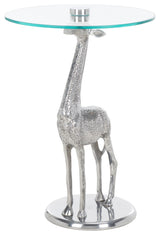 Safavieh GillaRound Giraffe Base Accent Table, Silver/Glass