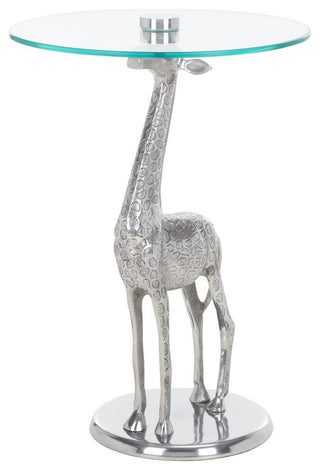 Safavieh GillaRound Giraffe Base Accent Table, Silver/Glass