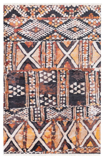 Surya Zambia ZAM-1001 2'x3' Rug, Khaki/Camel/Saffron/Burnt Orange/Tan/Black
