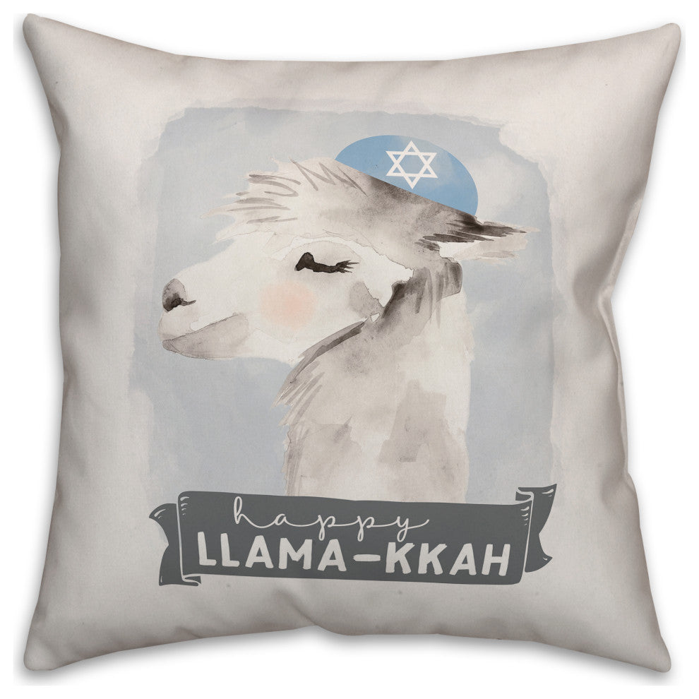 Happy Llama-kkah 16"x16" Throw Pillow Cover