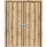 Solid French Double Doors 48 x 96 | Planum 0017 Oak with